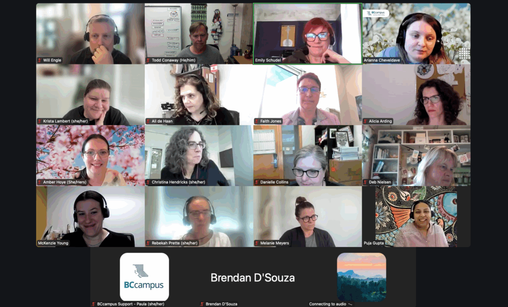 Zoom room full of faces. 